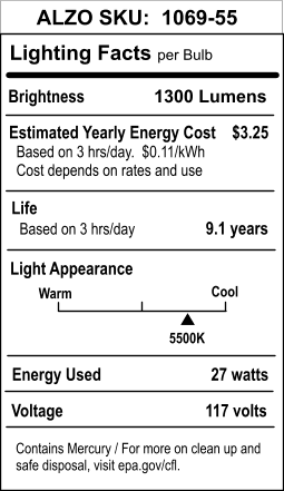 ALZO 27W CFL Photo Light Bulb 5500K, 1300 Lumens, 120V, Pack Of 4 ...