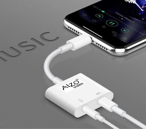 For iPhone iPad lightning to 3.5mm audio break-out with charging adapt ...